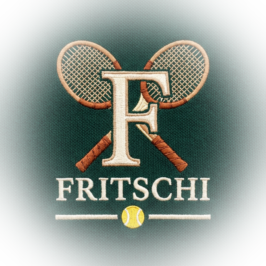 Fritschi crest embroidered on dark green pique